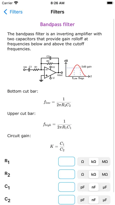 Tangkapan layar Operational Amplifiers Pro