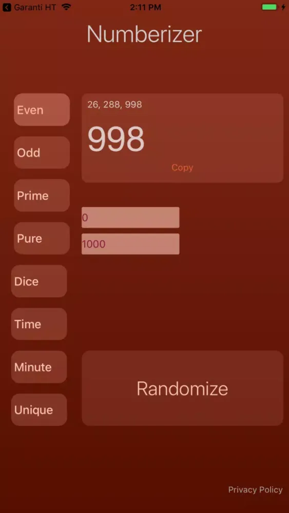 Capturas de pantalla de Numberizer - Random numbers