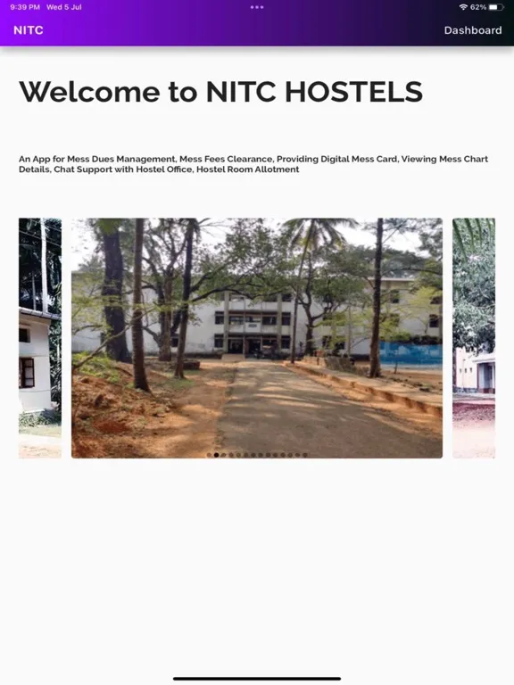Tangkapan layar NITC HOSTELS iPad 