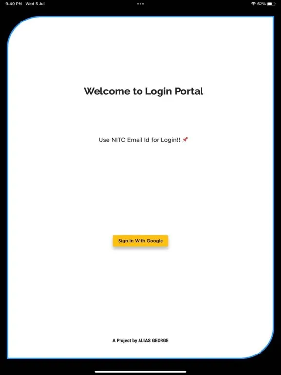 Tangkapan layar NITC HOSTELS iPad 