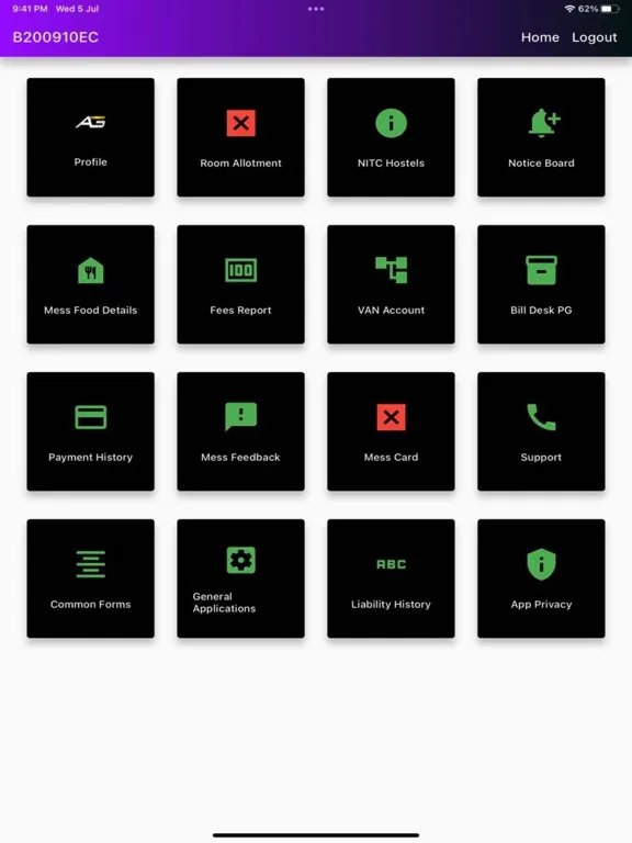Tangkapan layar NITC HOSTELS iPad 