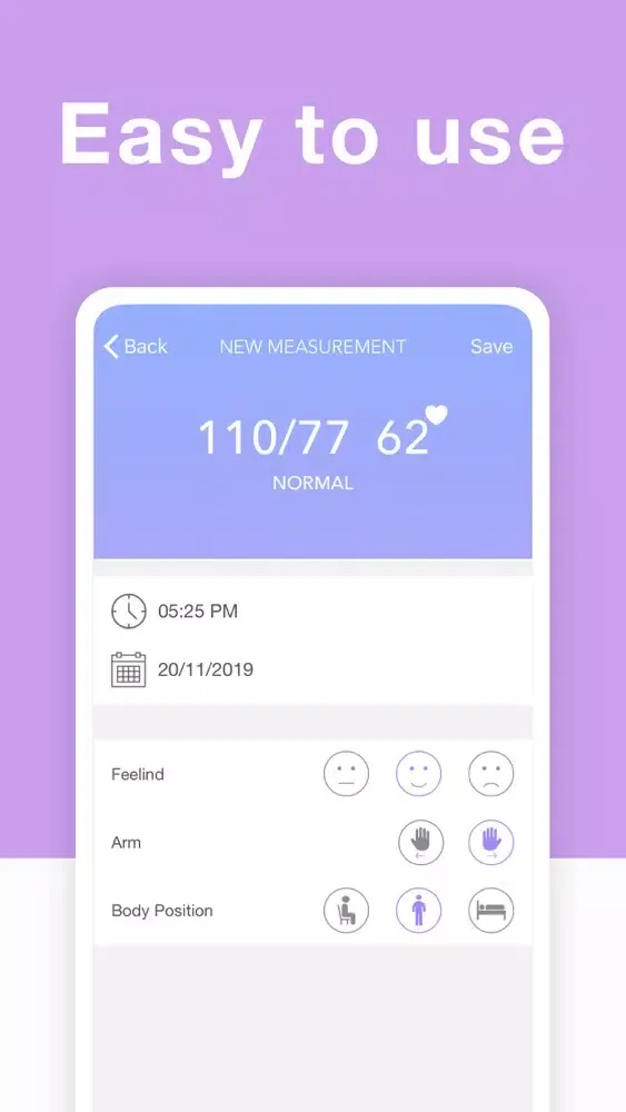 Tangkapan layar Blood pressure monitor+