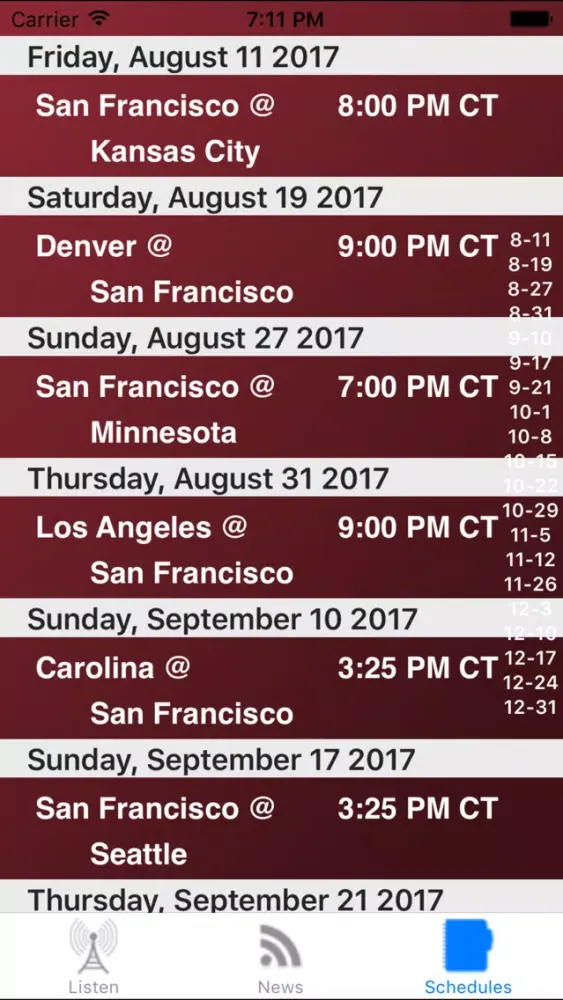 San Francisco Football Live - Radio, Schedule News Screenshots