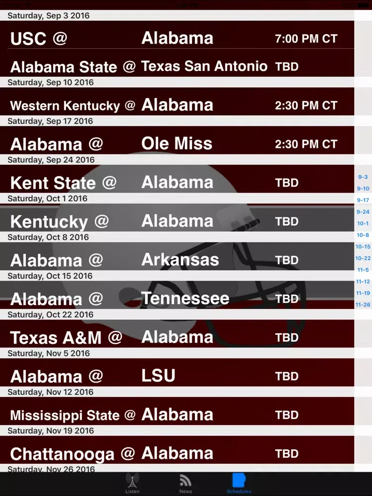 تصاویر Alabama Football - Radio, Schedule & News iPad 