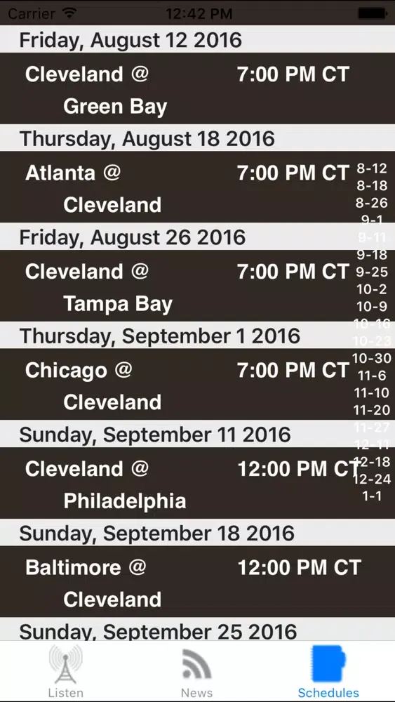 Cleveland Football - Radio, Scores & Schedule Ekran Görüntüleri
