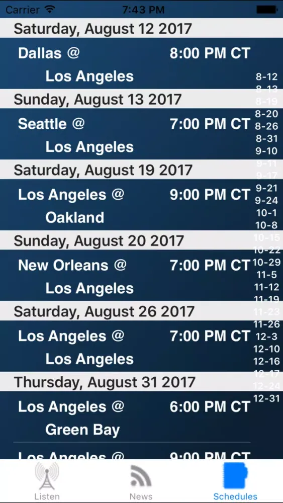 ภาพหน้าจอของ Los Angeles C Football Live - Radio, Schedule