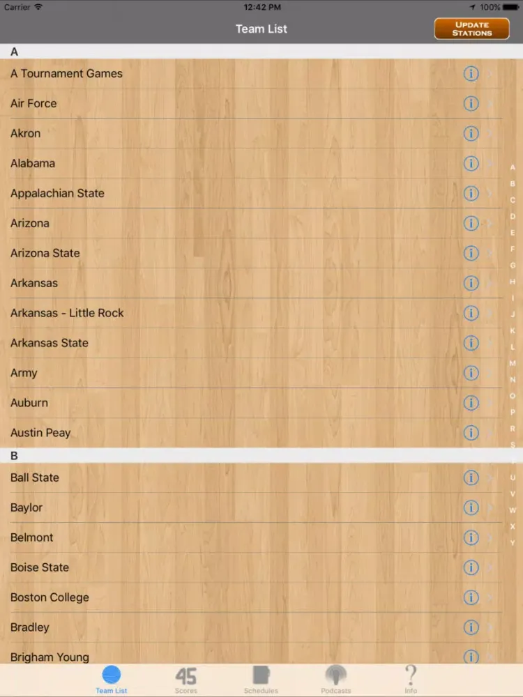 Capturas de tela do College Basketball Radio, Schedule & Live Scores iPad 