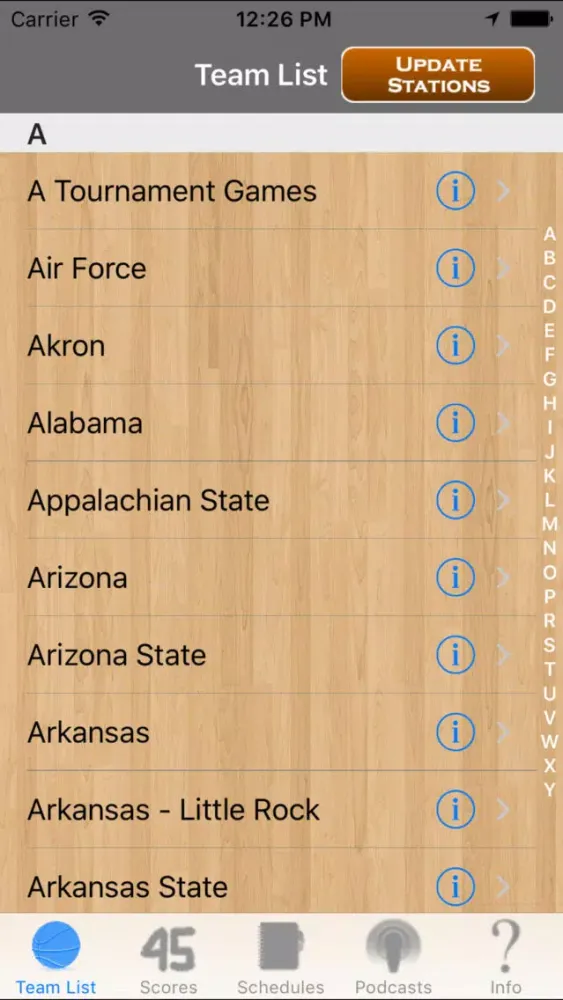 Capturas de tela do College Basketball Radio, Schedule & Live Scores