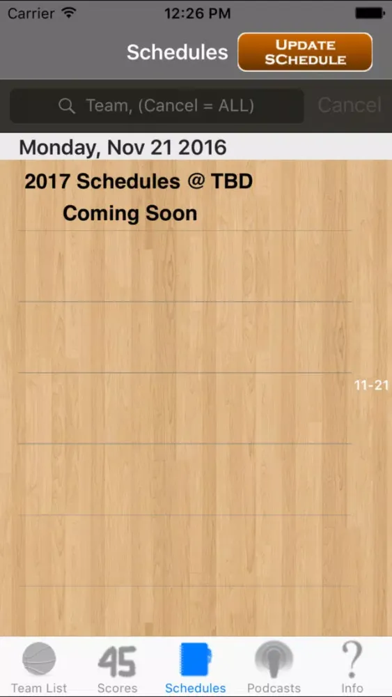 Capturas de tela do College Basketball Radio, Schedule & Live Scores