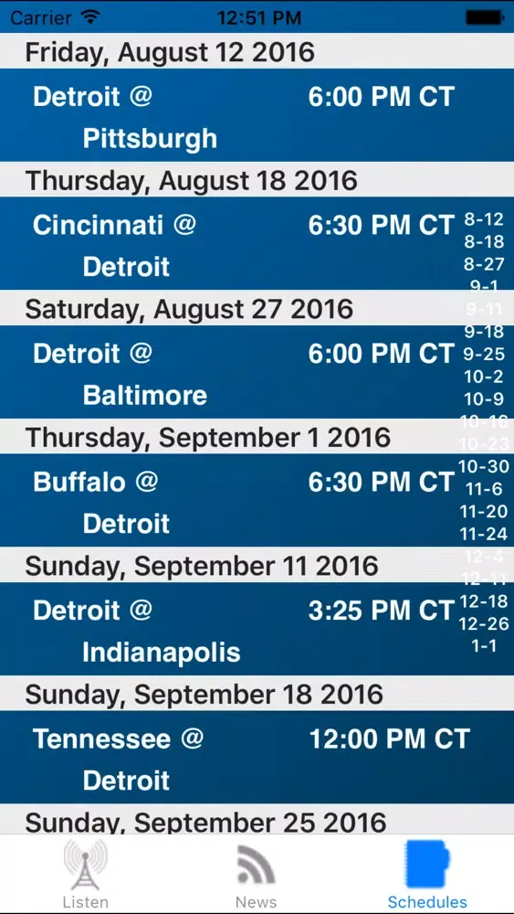 Скриншоты Detroit Football - Radio, Scores & Schedule