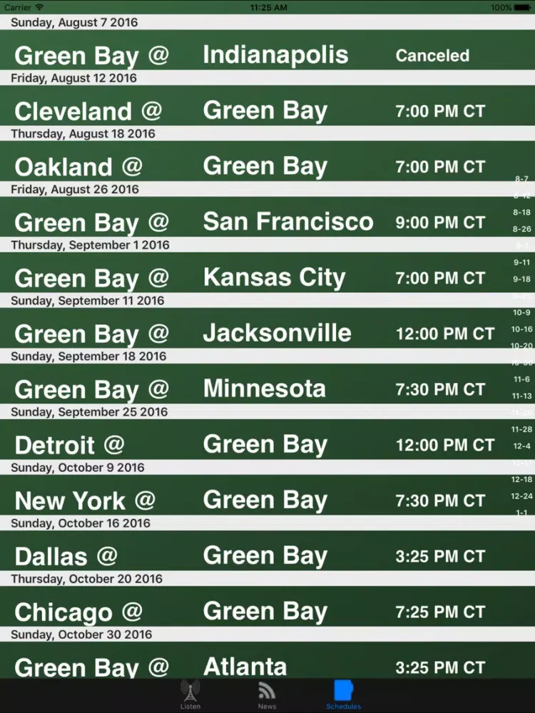 Capturas de tela do Green Bay Football - Radio, Scores & Schedule iPad 