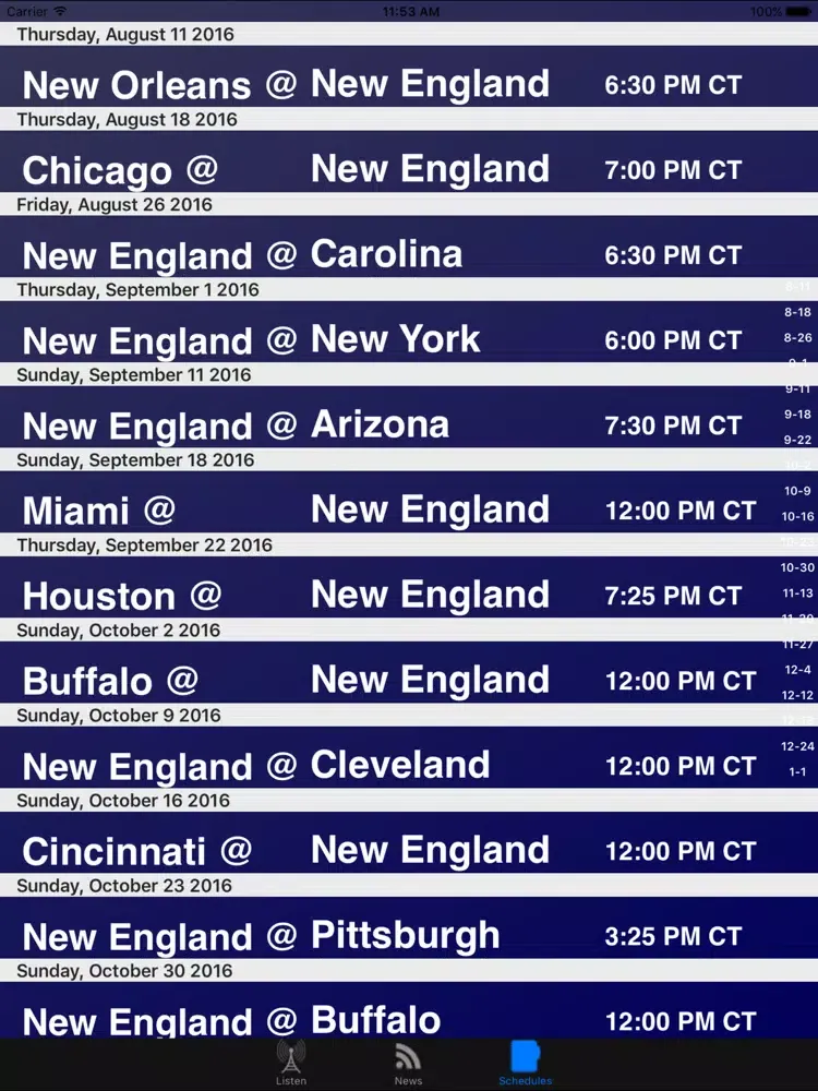 تصاویر New England Football - Radio, Scores & Schedule iPad 