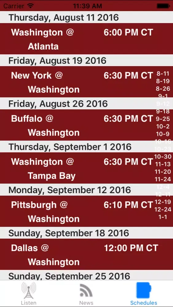 Washington Football - Radio, Scores & Schedule應用截圖