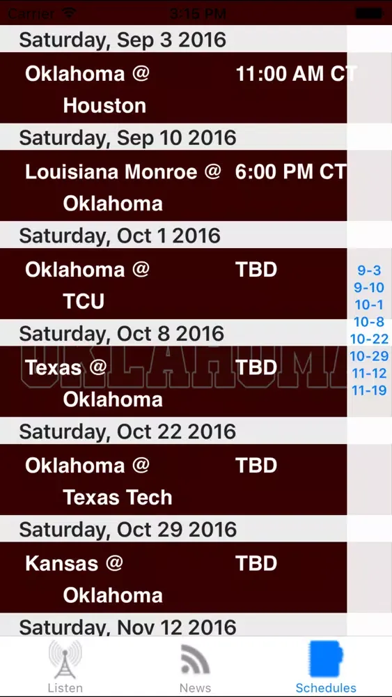Oklahoma Football - Sports Radio, Schedule & News Screenshots