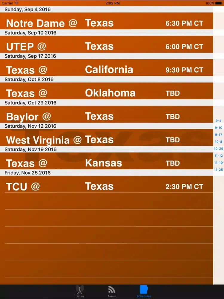 Texas Football - Sports Radio, Scores & Schedule iPad  Ekran Görüntüleri