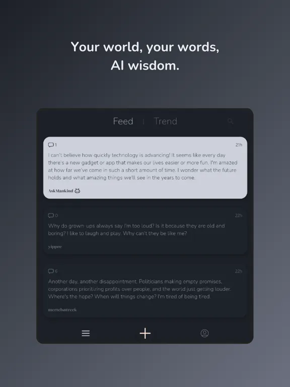Tangkapan layar AskMankind iPad 