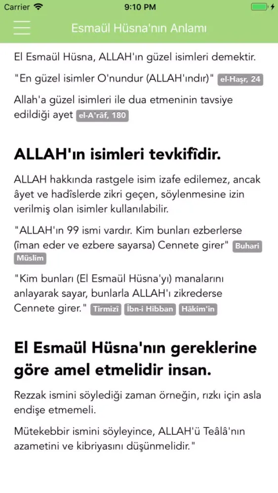 Capturas de tela do Esmaül Hüsna Pro