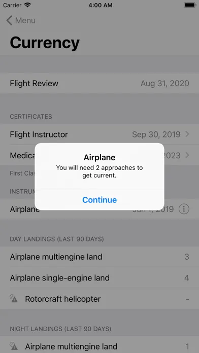 Screenshot di dBrief — Pilot logbook