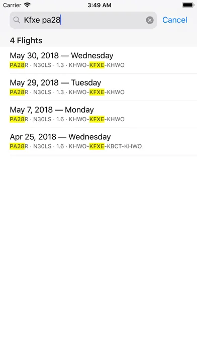 Screenshot di dBrief — Pilot logbook