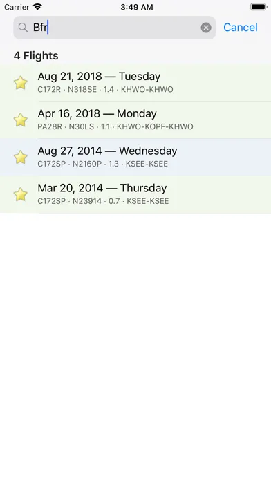 Screenshot di dBrief — Pilot logbook