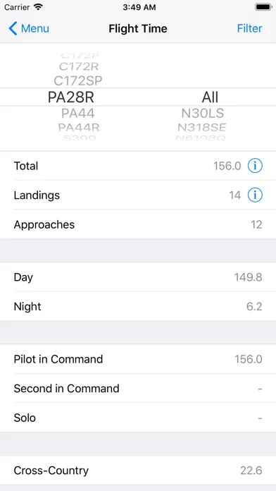 Screenshot di dBrief — Pilot logbook