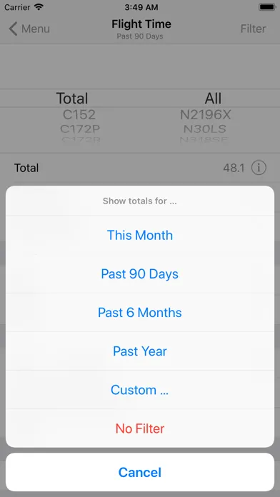 Screenshot di dBrief — Pilot logbook