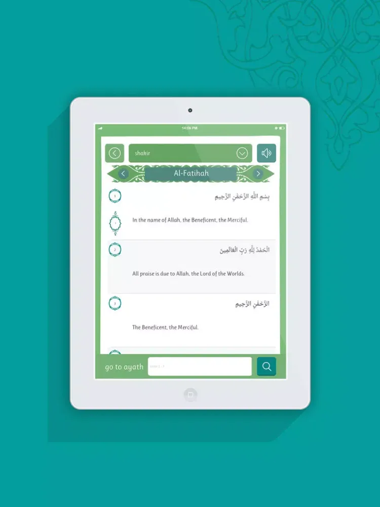 Ảnh chụp màn hình của Quran First iPad 