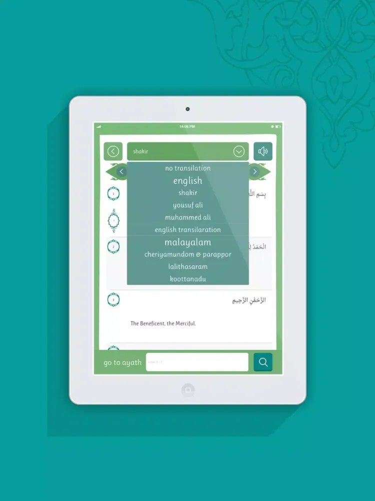 Ảnh chụp màn hình của Quran First iPad 