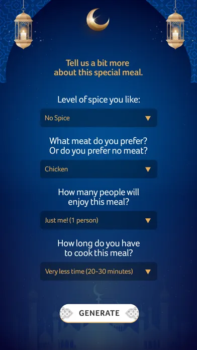 Ảnh chụp màn hình của Ramadan AI Recipe Generator