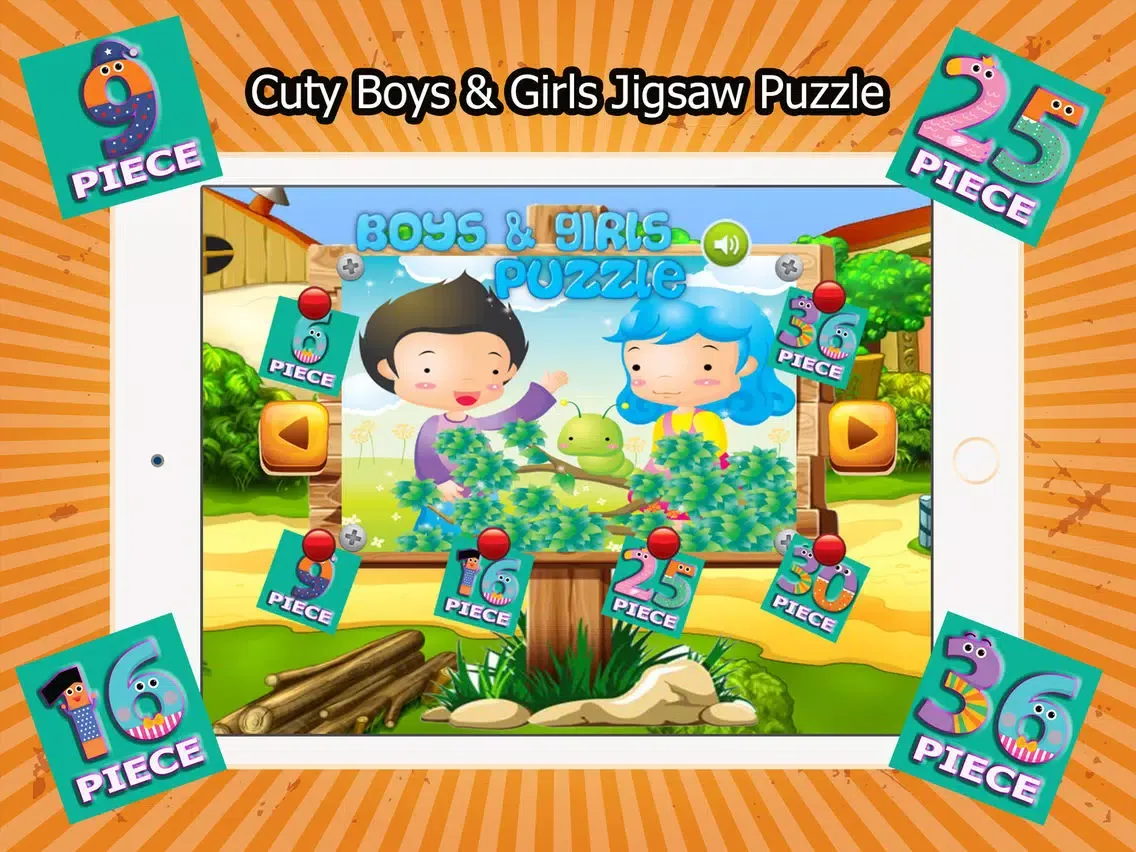 Cutey Boys And Girls Jigsaw Puzzle iPad  스크린샷