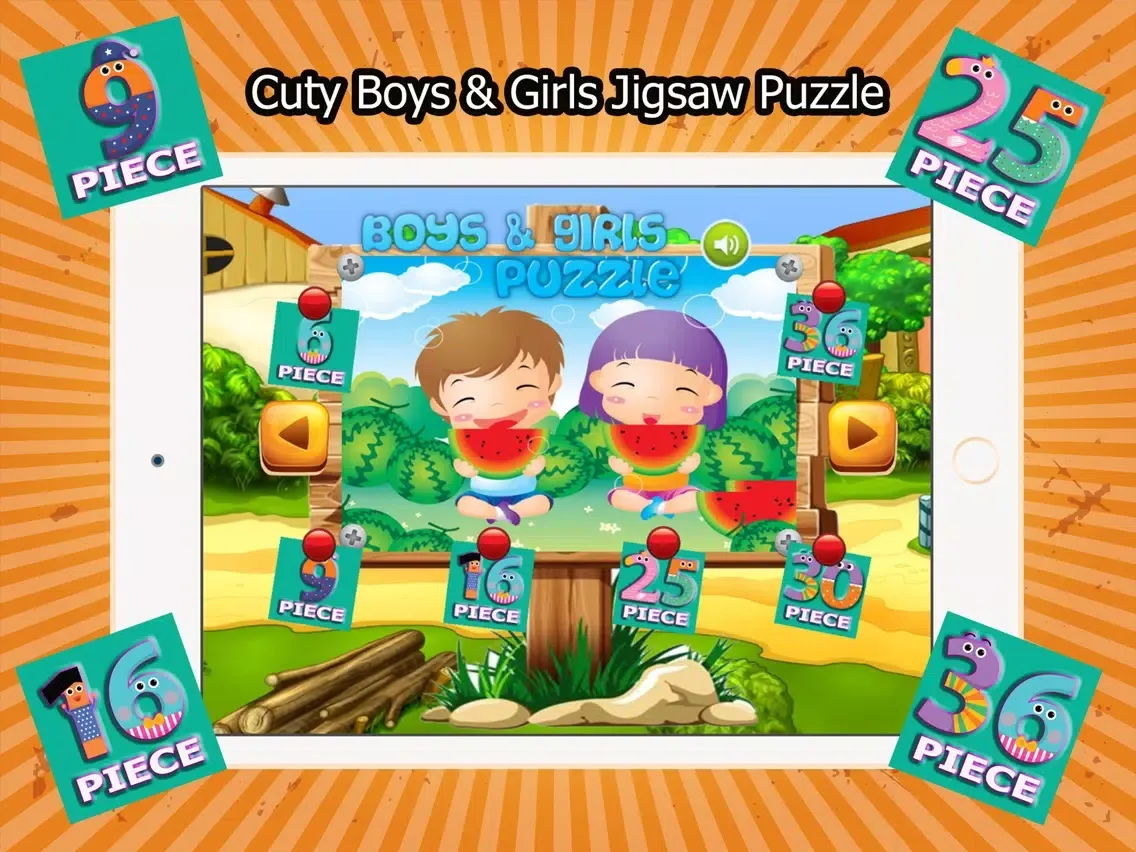 Cutey Boys And Girls Jigsaw Puzzle iPad  스크린샷