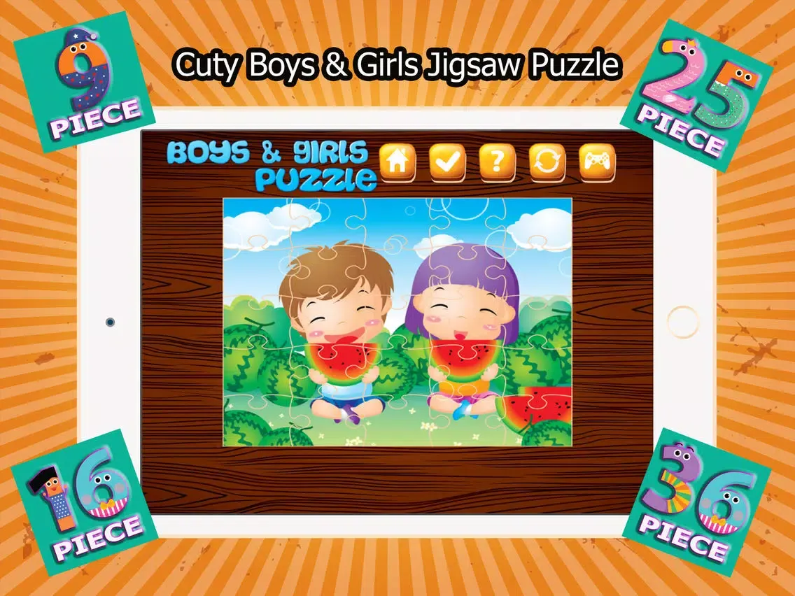 Cutey Boys And Girls Jigsaw Puzzle iPad  스크린샷