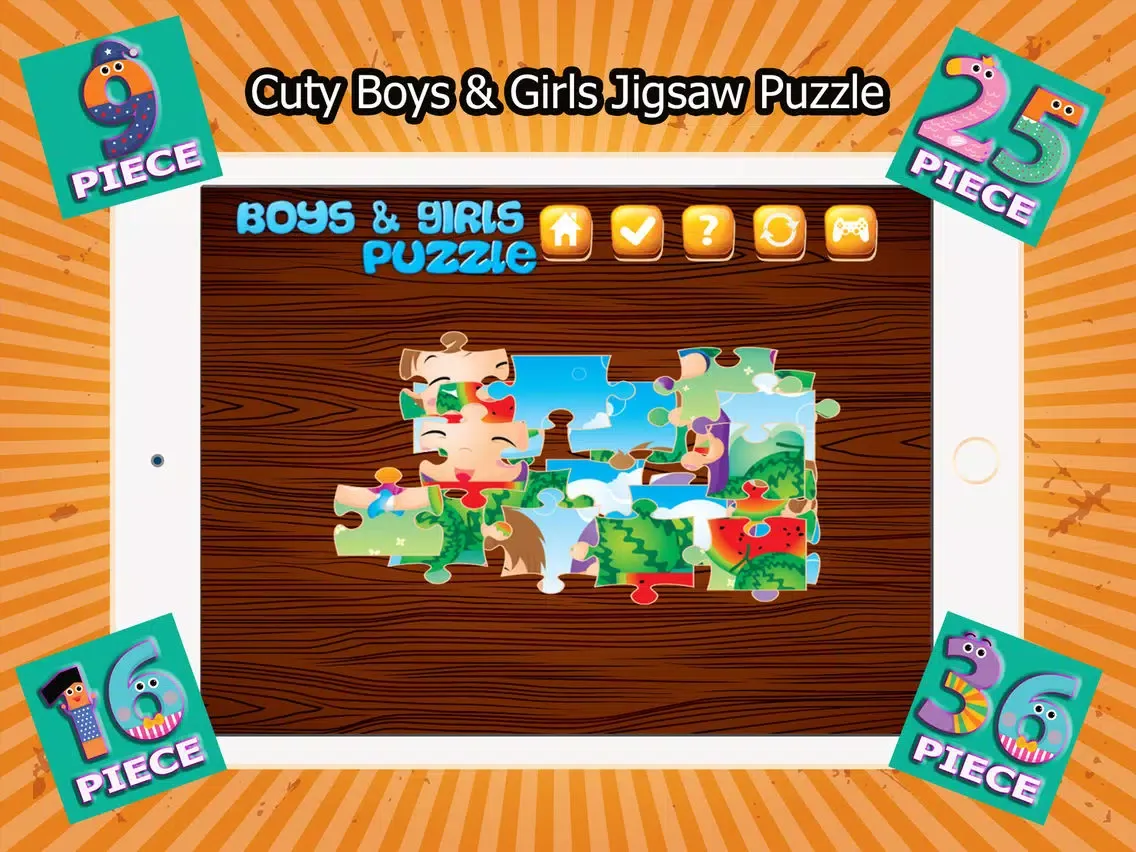Cutey Boys And Girls Jigsaw Puzzle iPad  스크린샷