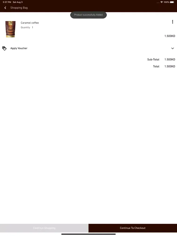 Ảnh chụp màn hình của Aljazeera Coffee iPad 