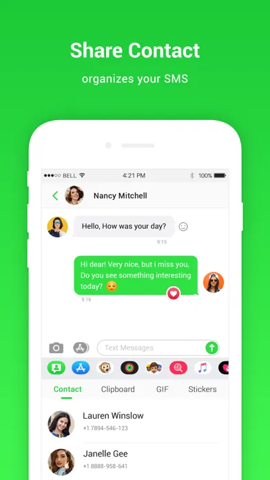 Ảnh chụp màn hình của Messages for contact sharing