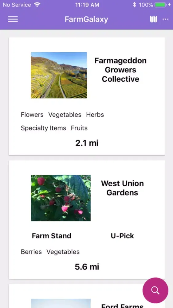 Tangkapan skrin FarmGalaxy - local farms guide