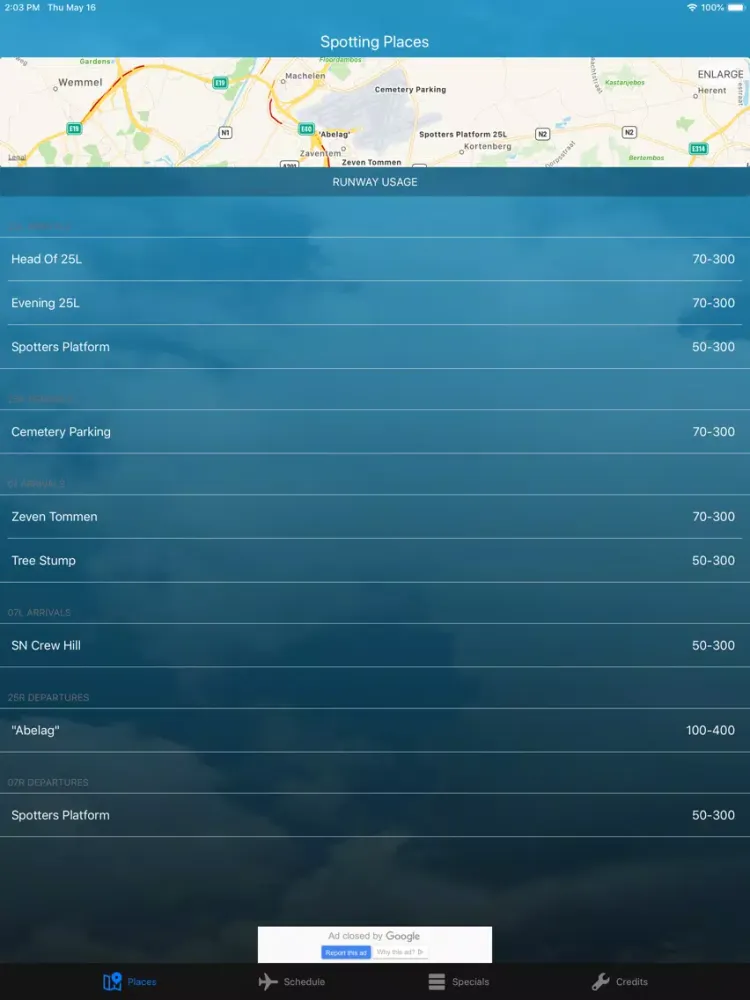 Screenshot di Brussels Airport Spotting iPad 