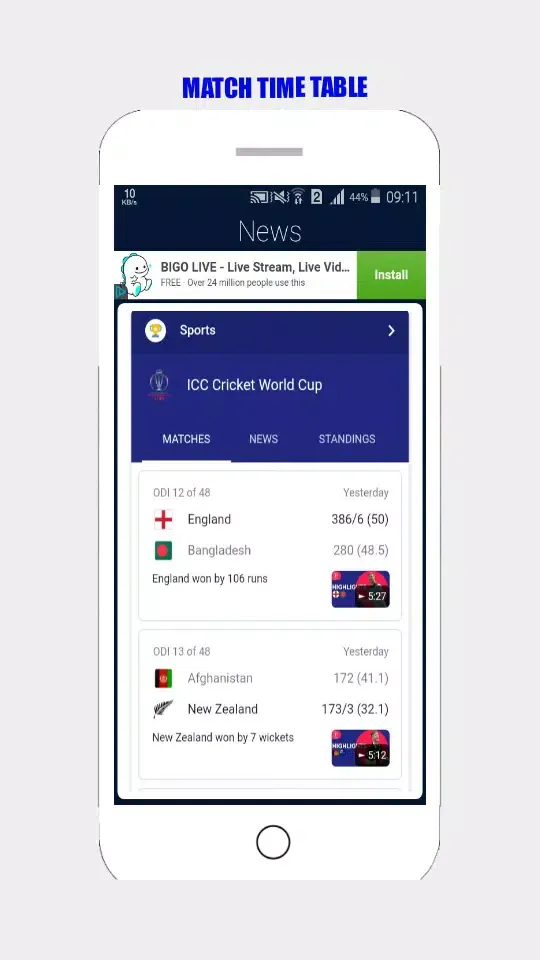 Capturas de tela do Live Cricket TV - Live TV