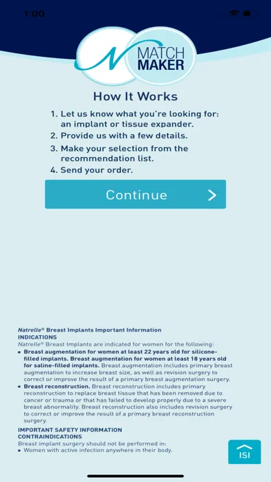 Natrelle® MatchMaker应用截图