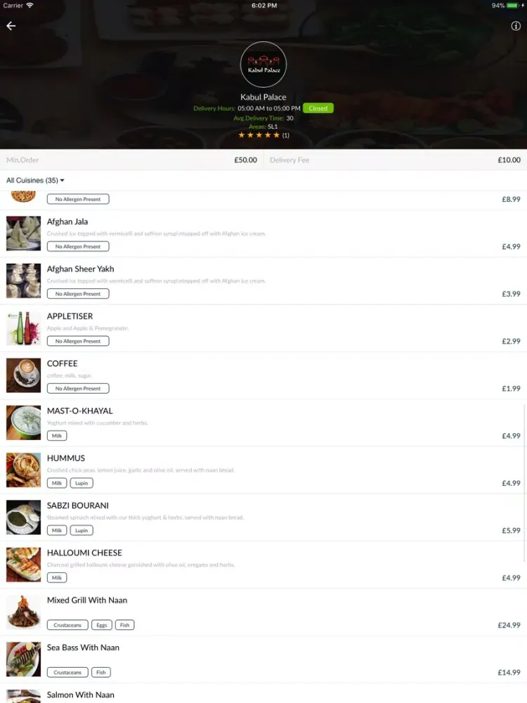 Ảnh chụp màn hình của Allergen Aware iPad 