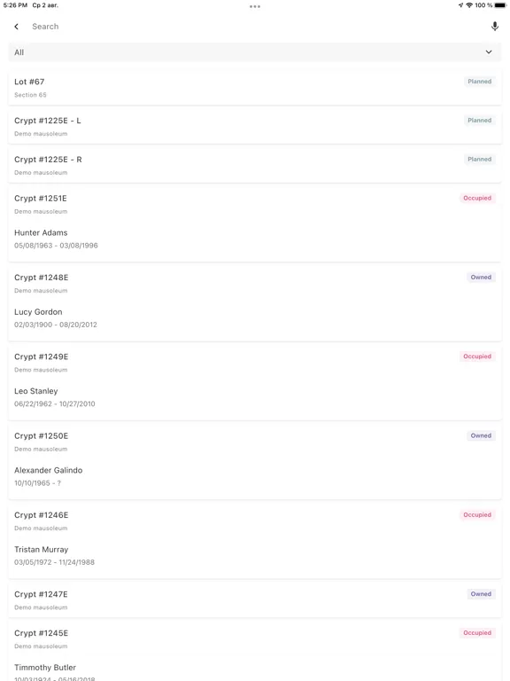 MyCemetery iPad  Screenshots