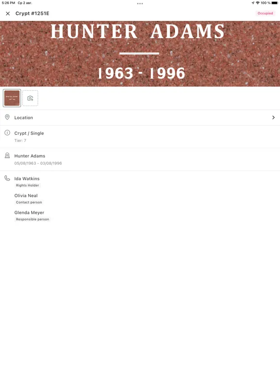 MyCemetery iPad  Screenshots