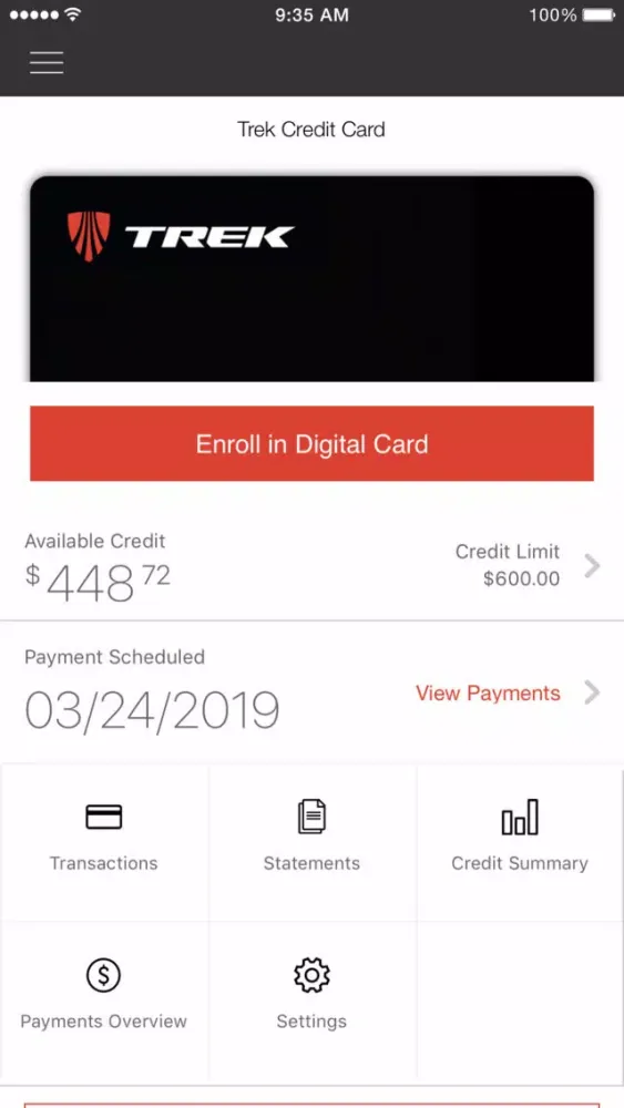 Скриншоты Trek Card App