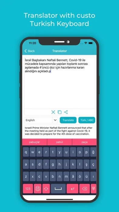 Tangkapan skrin Turkish Keyboard : Translator
