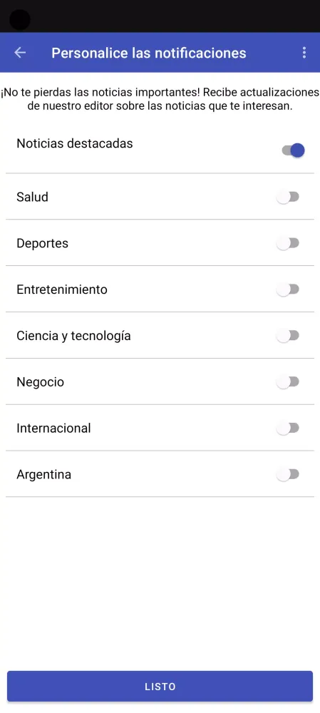 ภาพหน้าจอของ Argentina News