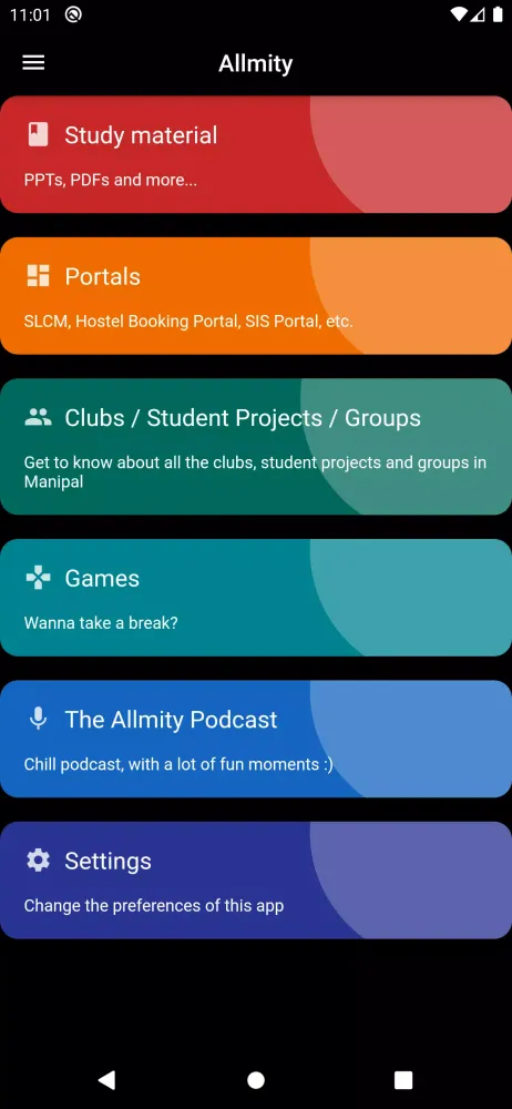 Скриншоты Allmity app