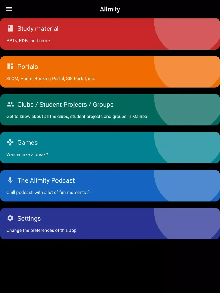 Скриншоты Allmity app