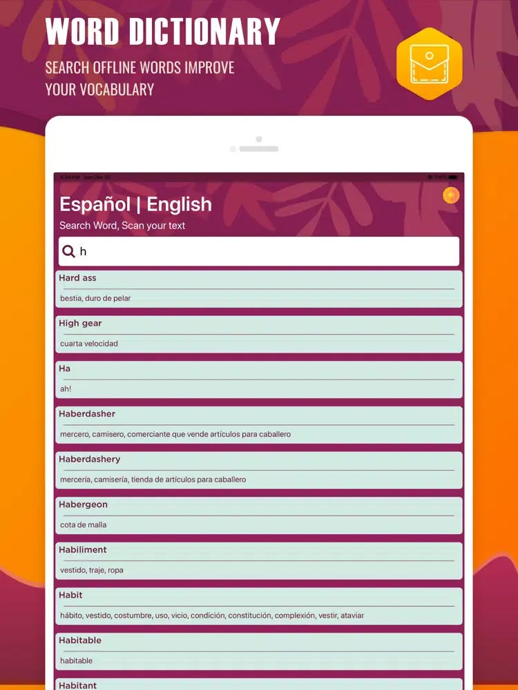 English to Español Translator iPad  Screenshots