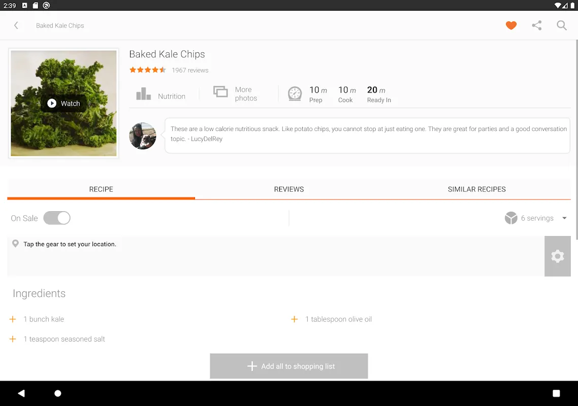 Ảnh chụp màn hình của Allrecipes