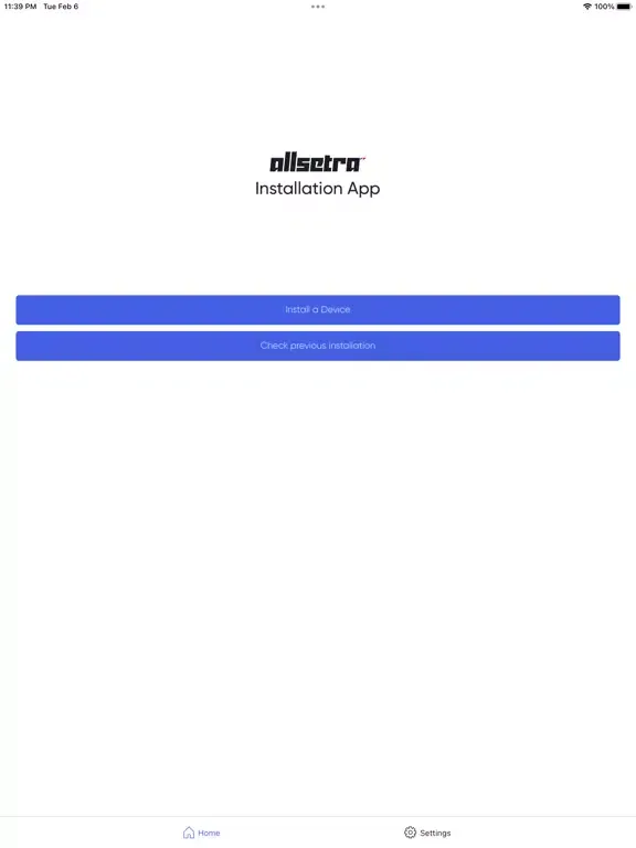 Tangkapan layar Allsetra Installer iPad 